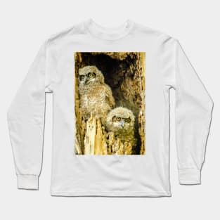 Baby Great Horned Owl Siblings Long Sleeve T-Shirt